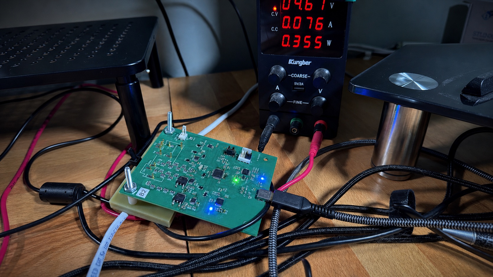 Powered circuit board on an engineering workbench